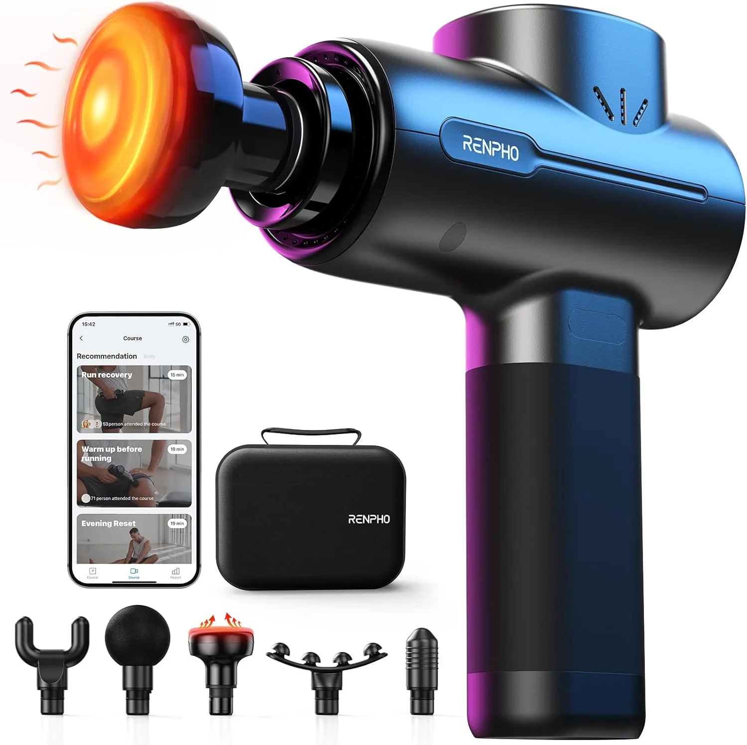 RENPHO Massage Gun con Calor y Bluetooth APP