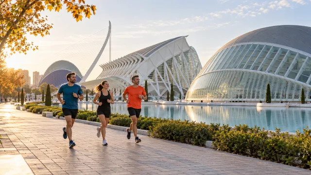 Recreación con IA de corredores en Valencia; no fotografía de la carrera