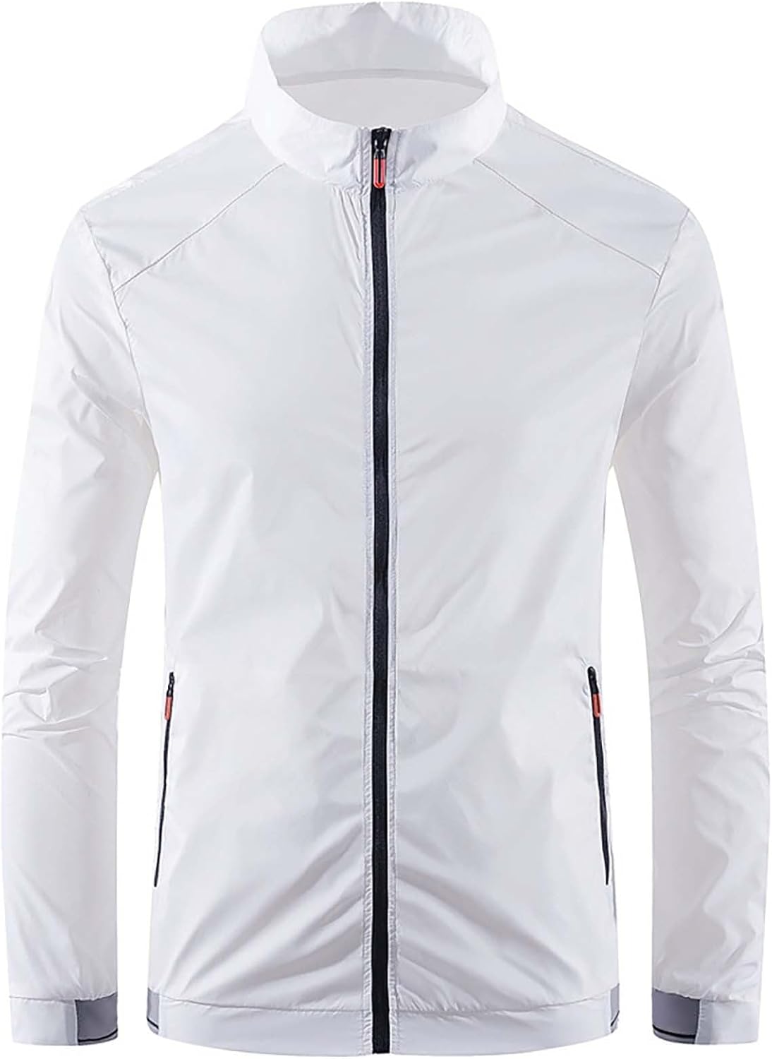 Cortavientos ligero running hombre blanco reflectante económico