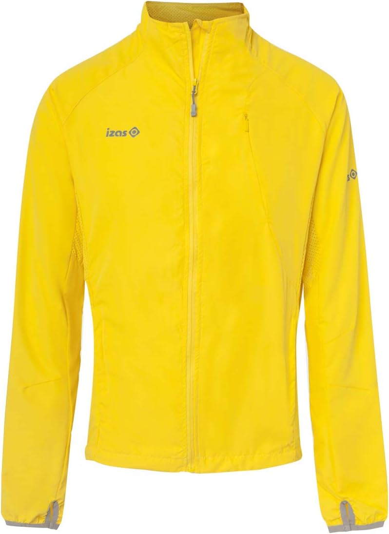 Chaqueta running cortavientos Izas Brezel amarilla con reflectantes