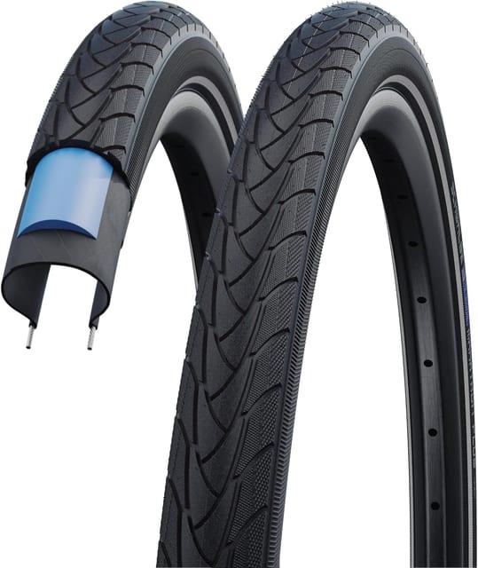Cubierta antipinchazos Schwalbe Marathon Plus con banda protectora azul