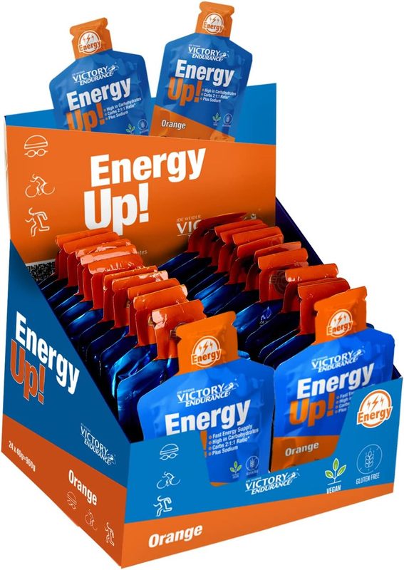 Caja de geles Victory Endurance Energy Up sabor naranja