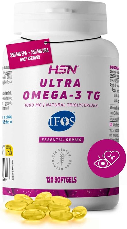 Bote de HSN Ultra Omega-3 TG con certificado IFOS