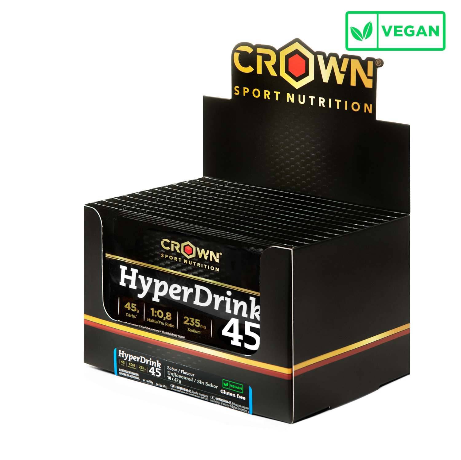Crown Sport HyperDrink 45 caja sobres 45g carbohidratos isotónica