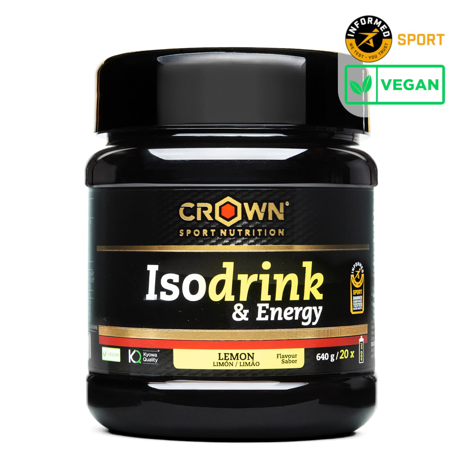 Crown Sport Isodrink & Energy bote 640g con BCAAs y Kyowa Glutamina
