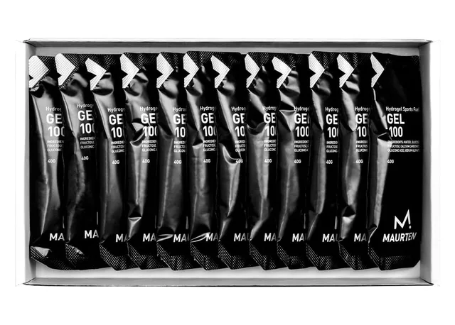 Caja de geles Maurten GEL 100, uno de los geles energeticos analizados para maraton