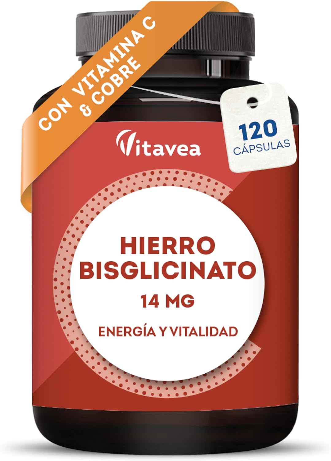 Vitavea Iron Bisglycinate 14mg + Vitamin C 120 capsules