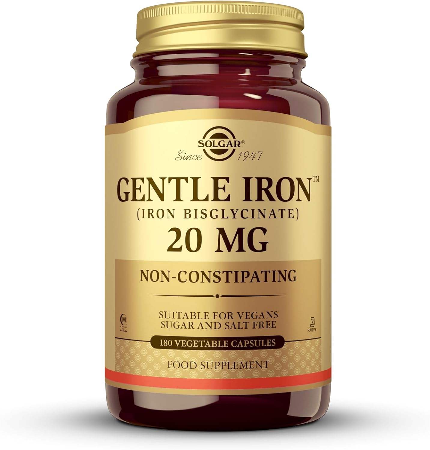 Solgar Gentle Iron Bisglycinate 20mg 180 vegetable capsules