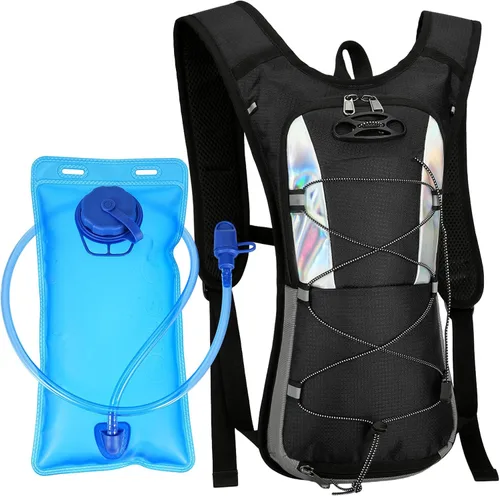 Mochila de hidratación negra con depósito de 2 litros económica