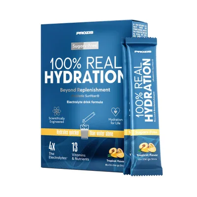 100% Real Hydration, 8 sticks, sabor Tropical