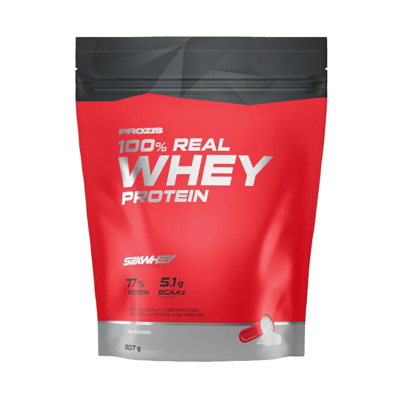 Envase de 100% Real Whey Protein de Prozis, 907 g, sabor Neutro