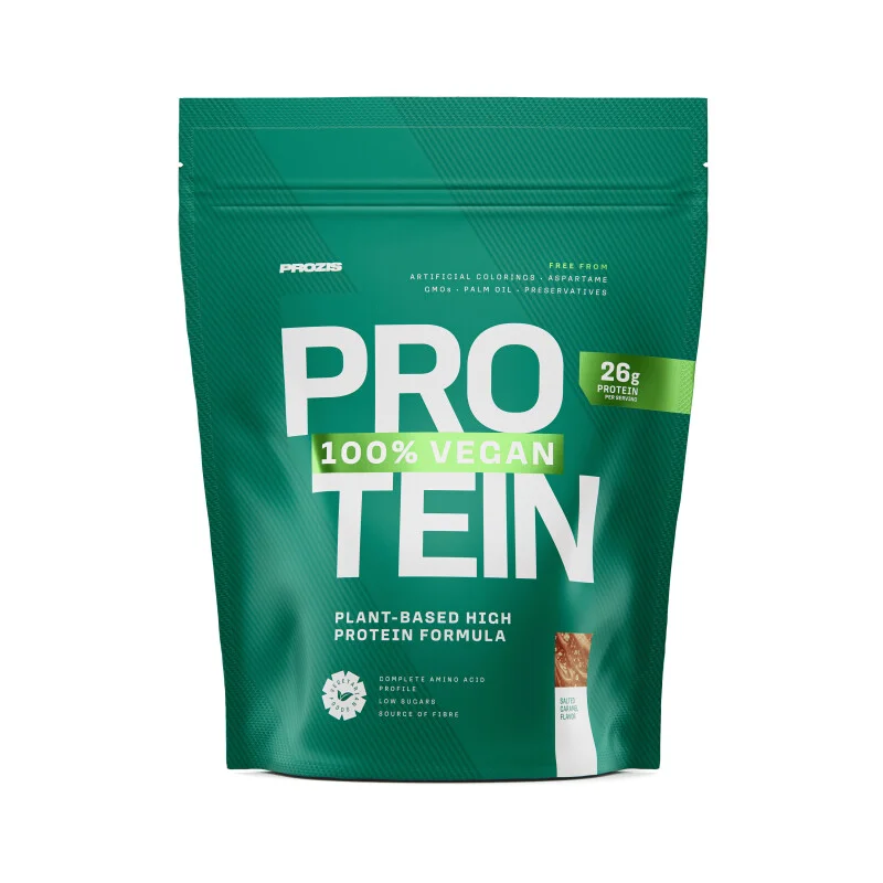 Envase de 100% Vegan Protein de Prozis, 700 g, sabor Caramelo salado