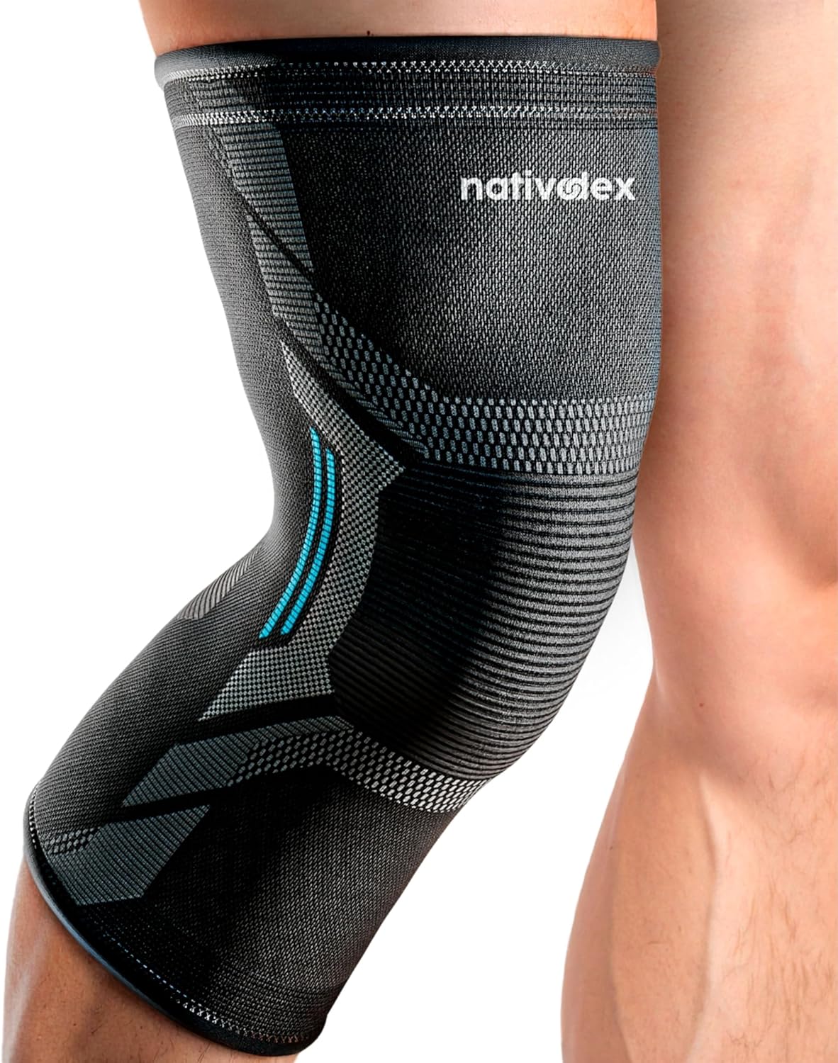 NativoDex manga de compresión para rodilla running azul gris