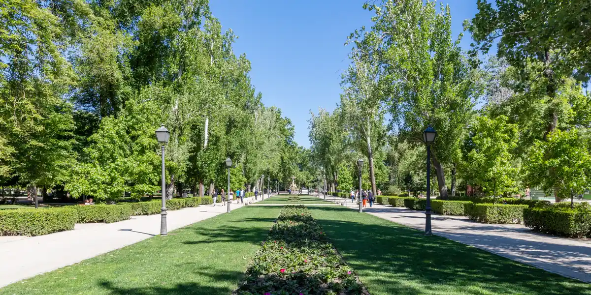 Paseo arbolado del Parque del Retiro, en Madrid
