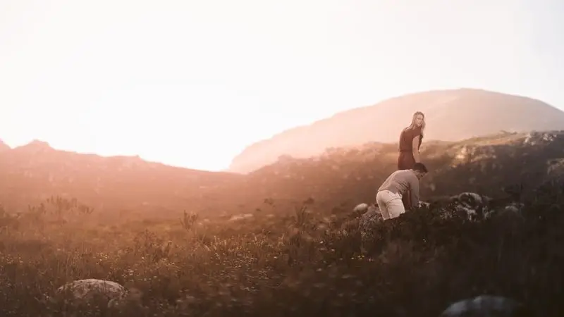 Couple walking together in a natural outdoor setting