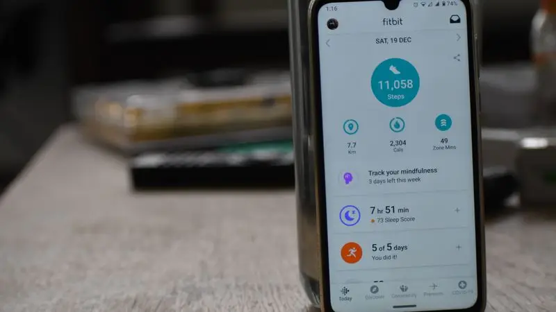 Smartphone screen showing fitness app statistics